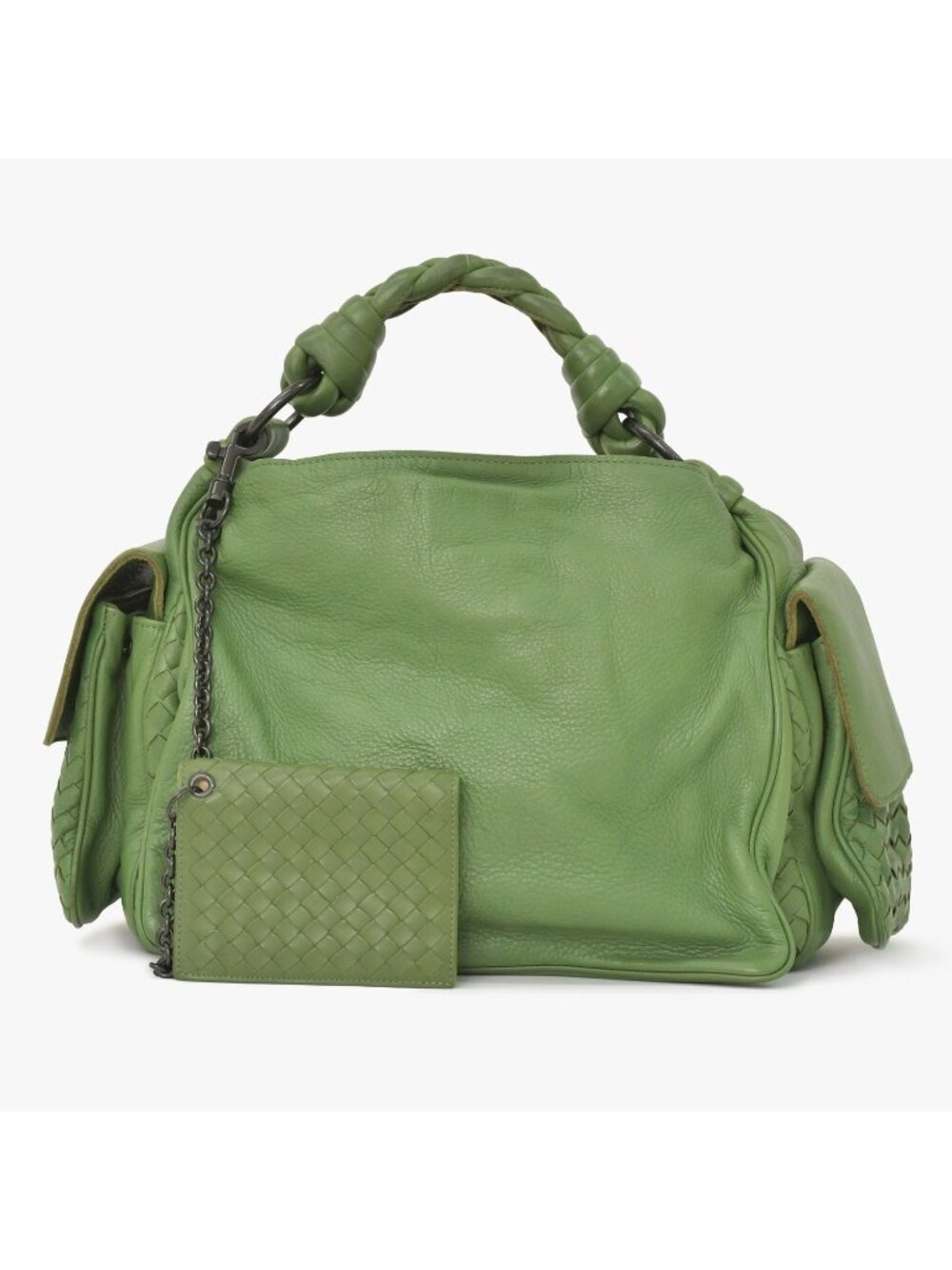 Bottega Veneta Intrecciato Handbag Khaki Calfskin